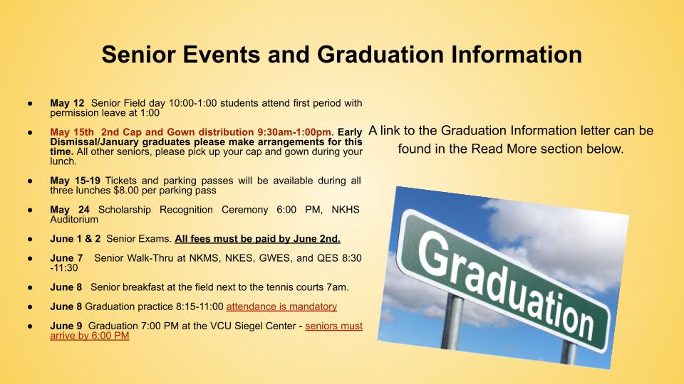 Senior Events and Graduation Information